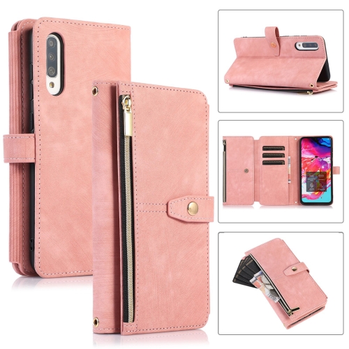 

For Samsung Galaxy A70 / A70s Dream 9-Card Wallet Zipper Bag Leather Phone Case(Pink)