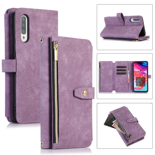 

For Samsung Galaxy A70 / A70s Dream 9-Card Wallet Zipper Bag Leather Phone Case(Purple)