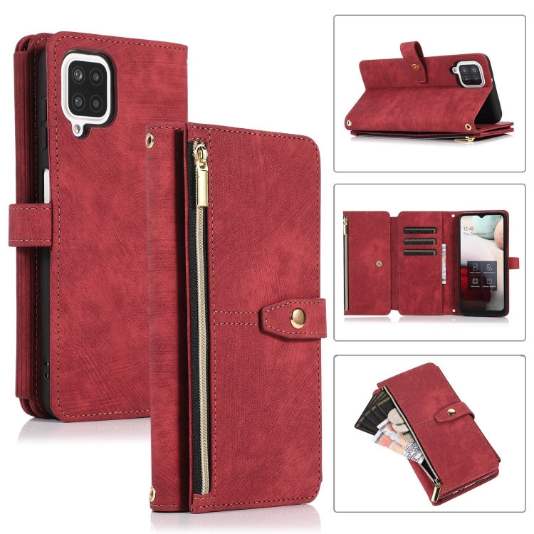 

For Samsung Galaxy A12 4G / 5G Dream 9-Card Wallet Zipper Bag Leather Phone Case(Red)