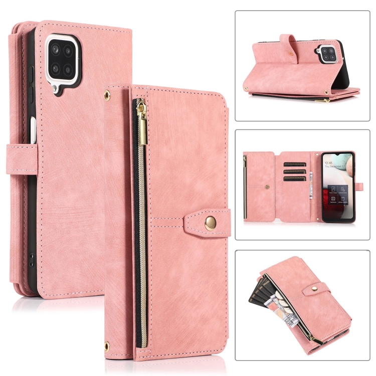

For Samsung Galaxy A12 4G / 5G Dream 9-Card Wallet Zipper Bag Leather Phone Case(Pink)