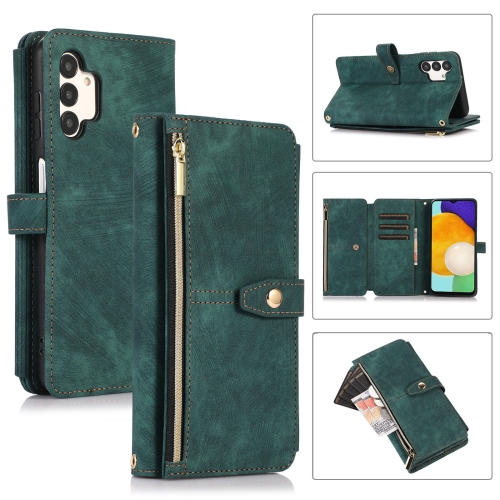 

For Samsung Galaxy A13 4G / 5G / A04 / A04s Dream 9-Card Wallet Zipper Bag Leather Phone Case(Green)