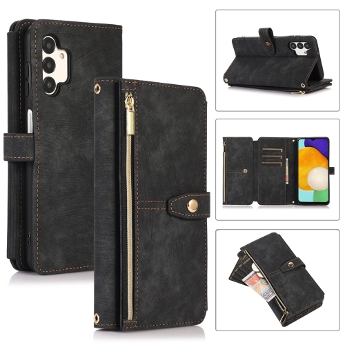 

For Samsung Galaxy A13 4G / 5G / A04 / A04s Dream 9-Card Wallet Zipper Bag Leather Phone Case(Black)