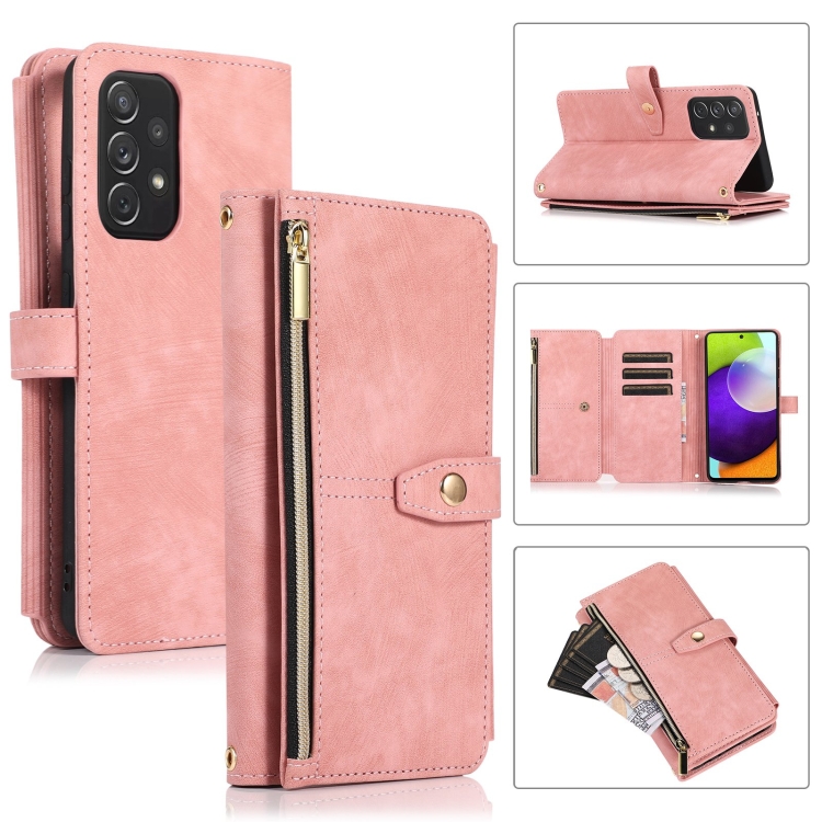 

For Samsung Galaxy A72 4G / 5G Dream 9-Card Wallet Zipper Bag Leather Phone Case(Pink)