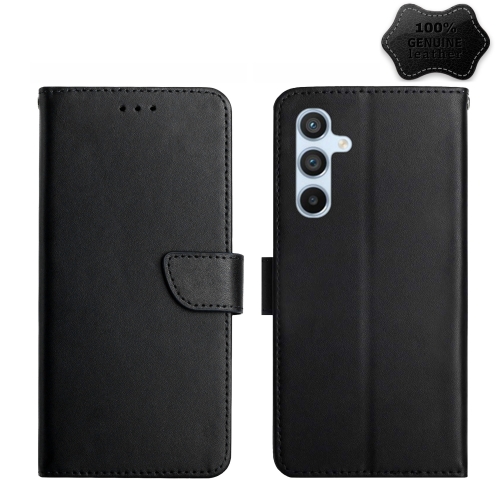

For Samsung Galaxy A34 5G HT02 Genuine Leather Fingerprint-proof Flip Phone Case(Black)