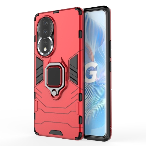 

For Honor 80 Shockproof PC + TPU Phone Case with Magnetic Ring Holder(Red)