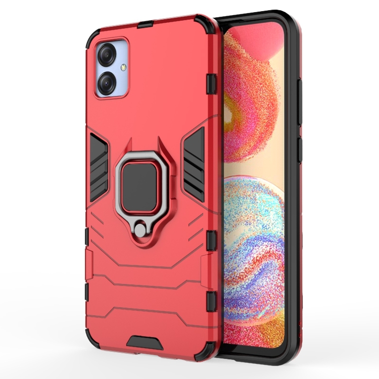 

For Samsung Galaxy A04e 4G Shockproof PC + TPU Phone Case with Magnetic Ring Holder(Red)