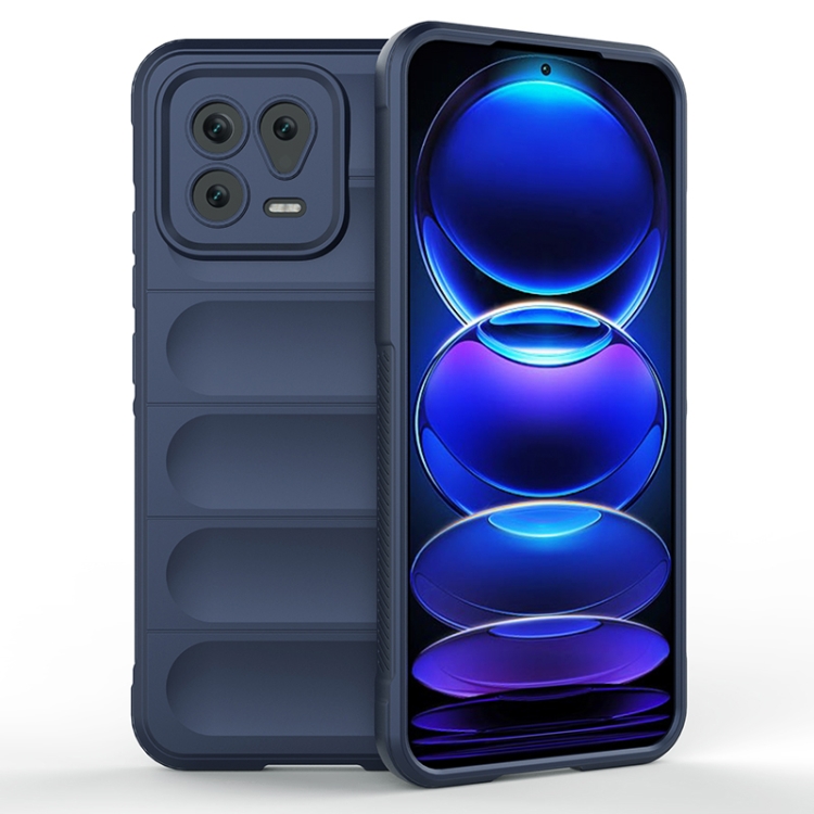 

For Xiaomi 13 Magic Shield TPU + Flannel Phone Case(Dark Blue)
