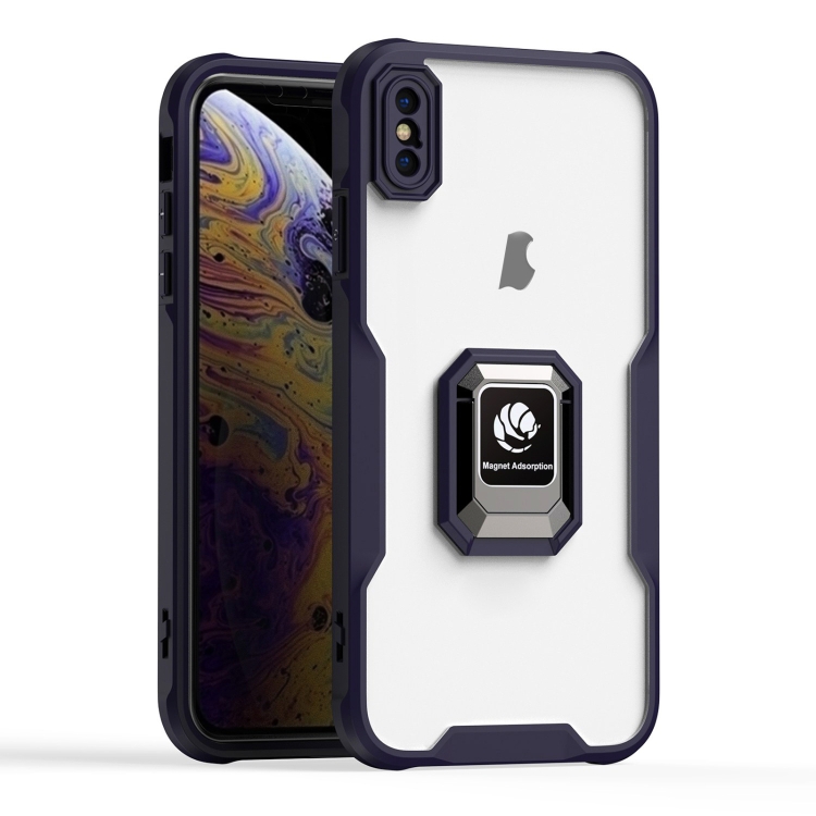 

For iPhone X / XS Armor Shockproof Magnetic Ring Phone Case(Deep Purple)