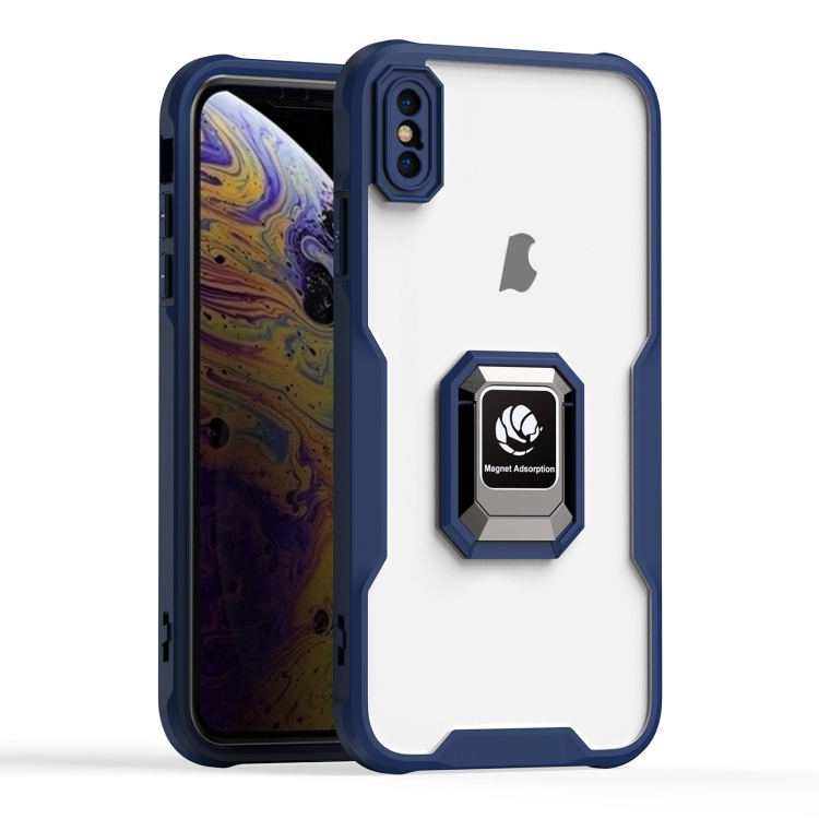 

For iPhone XS Max Armor Shockproof Magnetic Ring Phone Case(Navy Blue)
