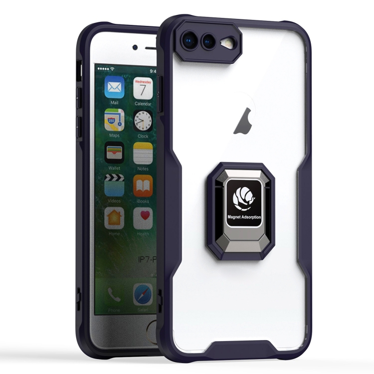

For iPhone 7 Plus / 8 Plus Armor Shockproof Magnetic Ring Phone Case(Deep Purple)