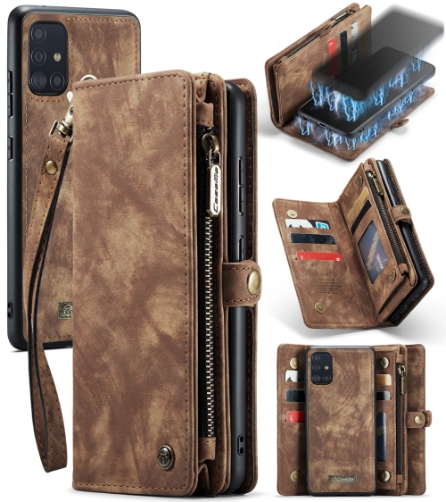 

For Galaxy A71 4G CaseMe-008 Detachable Multifunctional Horizontal Flip Leather Case with Card Slot & Holder & Zipper Wallet & Photo Frame(Brown)