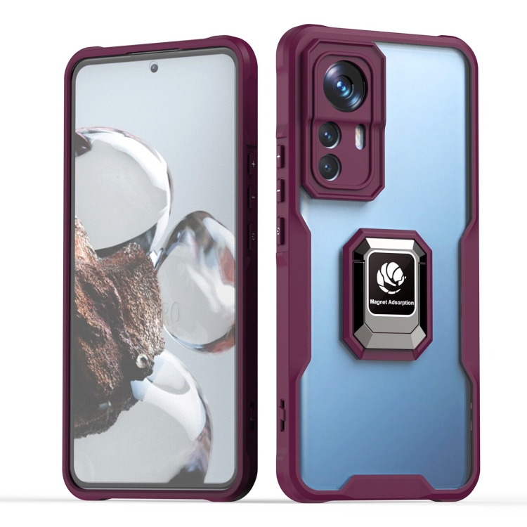 

For Xiaomi 12 / 12X Armor Shockproof Magnetic Ring Phone Case(Red)