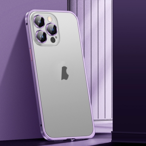 

For iPhone 12 Spring Buckle Metal Frosted Phone Case(Deep Purple)