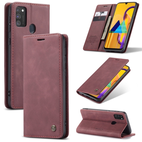 

For Galaxy M30S / M21 CaseMe-013 Multifunctional Horizontal Flip Leather Case with Card Slot & Holder & Wallet(Wine Red)