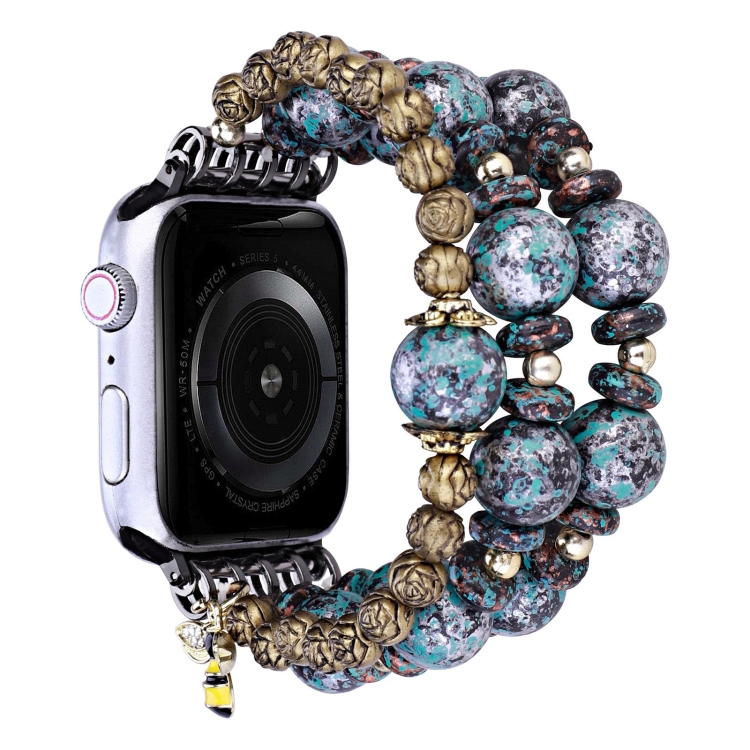 

Rose Beads Watch Band For Apple Watch Ultra 49mm / Series 8&7 45mm / SE 2&6&SE&5&4 44mm / 3&2&1 42mm(Rose Beads Bee)