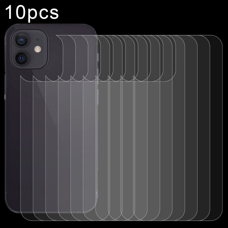 

For iPhone 12 / 12 Pro 10pcs 9H 2.5D Half-screen Transparent Back Tempered Glass Film