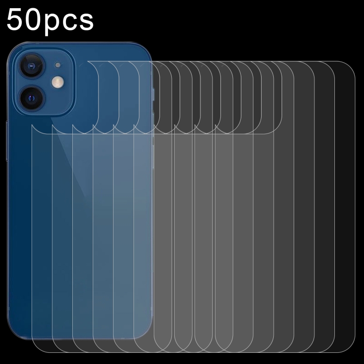 

For iPhone 12 mini 50pcs 9H 2.5D Half-screen Transparent Back Tempered Glass Film