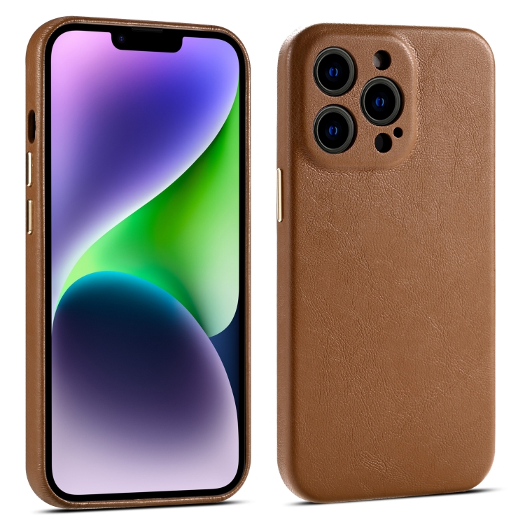 

For iPhone 14 Plus Lamb Texture Leather All-inclusive Shockproof Phone Case(Brown)