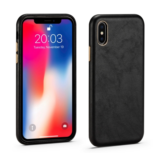 

For iPhone X / XS Lamb Texture Leather All-inclusive Shockproof Phone Case(Black)