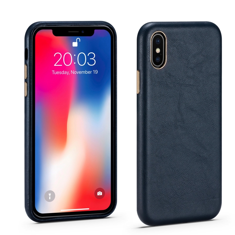 

For iPhone XR Lamb Texture Leather All-inclusive Shockproof Phone Case(Blue)