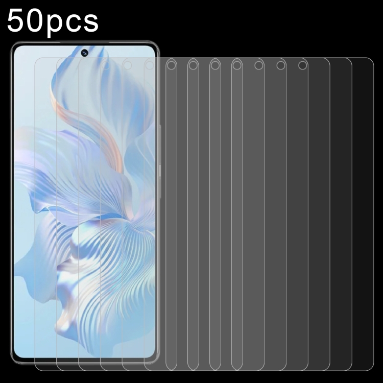

For Honor 80 Pro Flat 50 PCS 0.26mm 9H 2.5D Tempered Glass Film