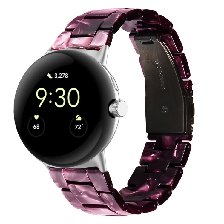 

For Google Pixel Watch Three-beads Resin Watch Band(Purple Light)