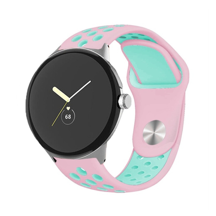 

For Google Pixel Watch Two-color Reverse Buckle Silicone Watch Band(Pink Green)