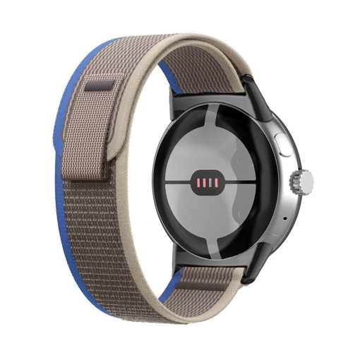 

For Google Pixel Watch Loop Black Connector Nylon Watch Band(Blue)