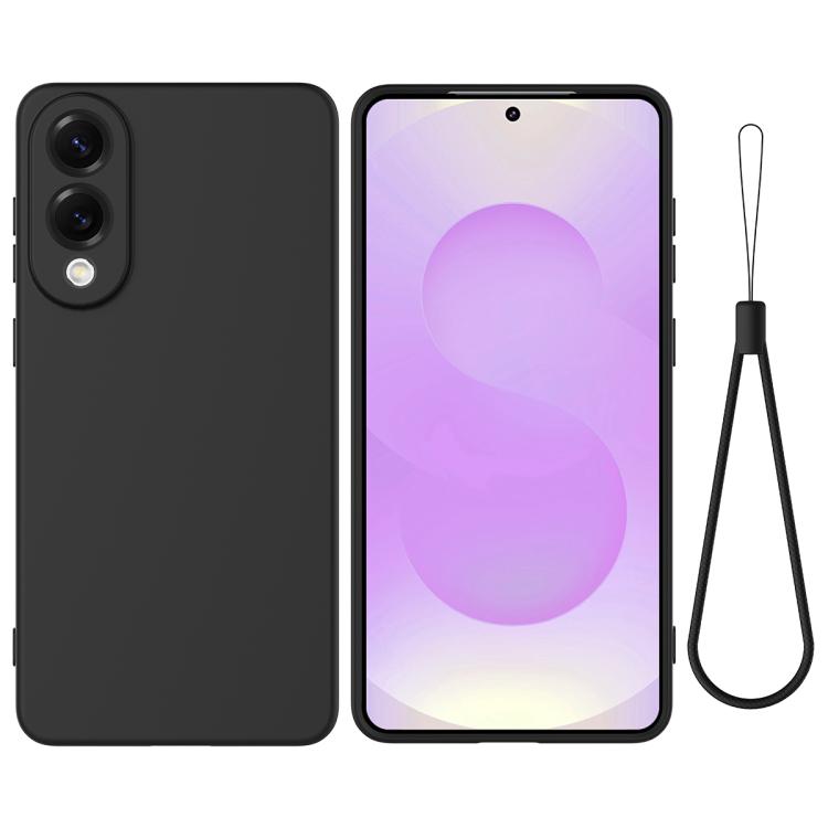 

For Samsung Galaxy S25 Edge 5G Solid Color Liquid Silicone Dropproof Full Coverage Phone Case(Black)