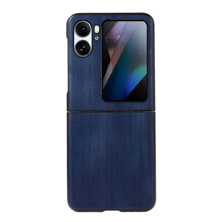 

For OPPO Find N2 Flip Yellow Cow Texture PU Phone Case(Blue)