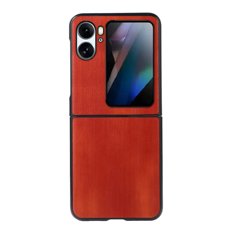 

For OPPO Find N2 Flip Yellow Cow Texture PU Phone Case(Brown)