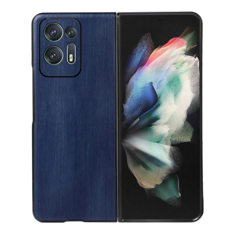 

For OPPO Find N2 Yellow Cow Texture PU Phone Case(Blue)