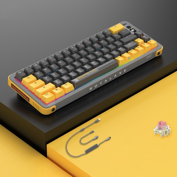 

FOETOR Y68 Wireless 2.4G Multi-bluetooth Charging Gaming Keyboard(Grey Yellow)