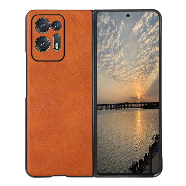 

For OPPO Find N2 Cowhide Texture PU Phone Case(Brown)