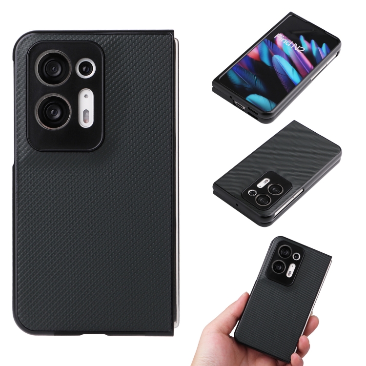 

For OPPO Find N2 Carbon Fiber Texture Leather Phone Case(Dark Green)