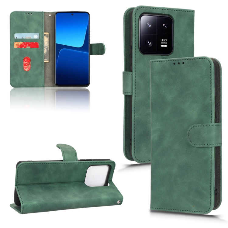 

For Xiaomi 13 Pro Skin Feel Magnetic Flip Leather Phone Case(Green)