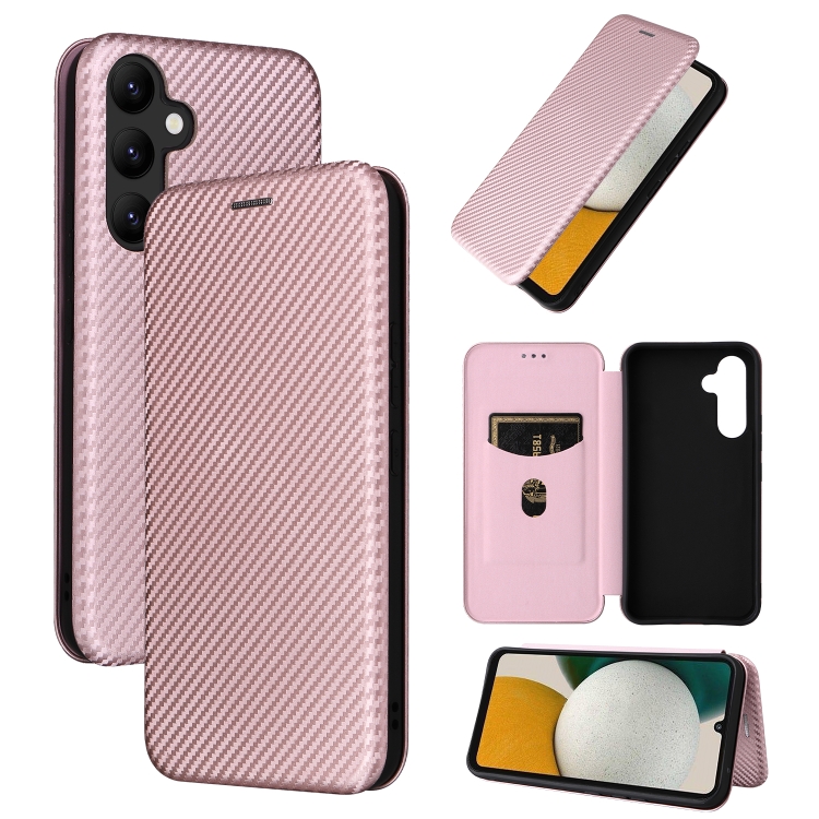 

For Samsung Galaxy A34 5G Carbon Fiber Texture Flip Leather Phone Case(Pink)