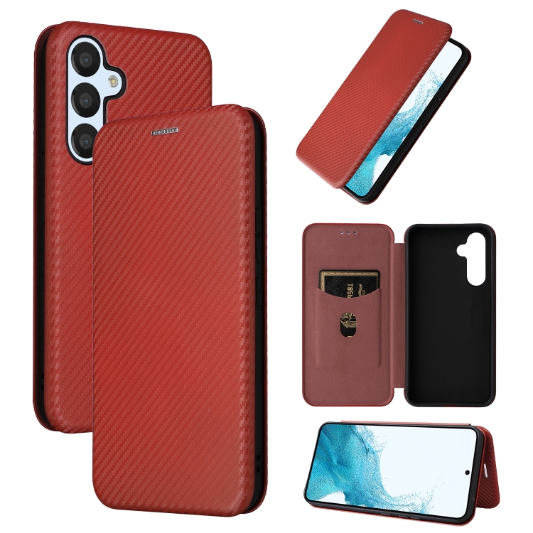 

For Samsung Galaxy A54 5G Carbon Fiber Texture Flip Leather Phone Case(Brown)