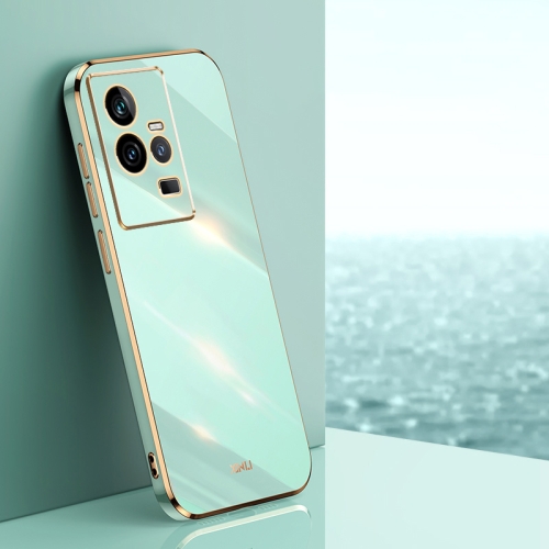

For vivo iQOO 11 5G XINLI Straight 6D Plating Gold Edge TPU Phone Case(Mint Green)