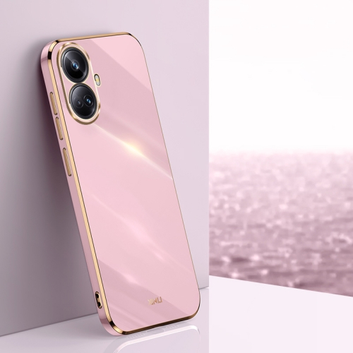 

For Realme 10 Pro+ XINLI Straight 6D Plating Gold Edge TPU Phone Case(Cherry Purple)