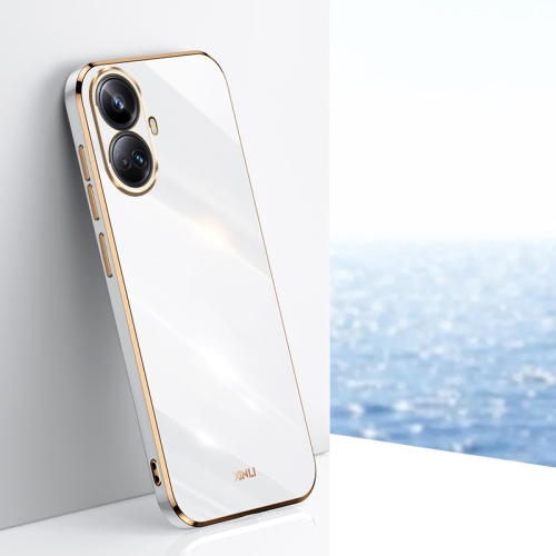 

For Realme 10 Pro+ XINLI Straight 6D Plating Gold Edge TPU Phone Case(White)