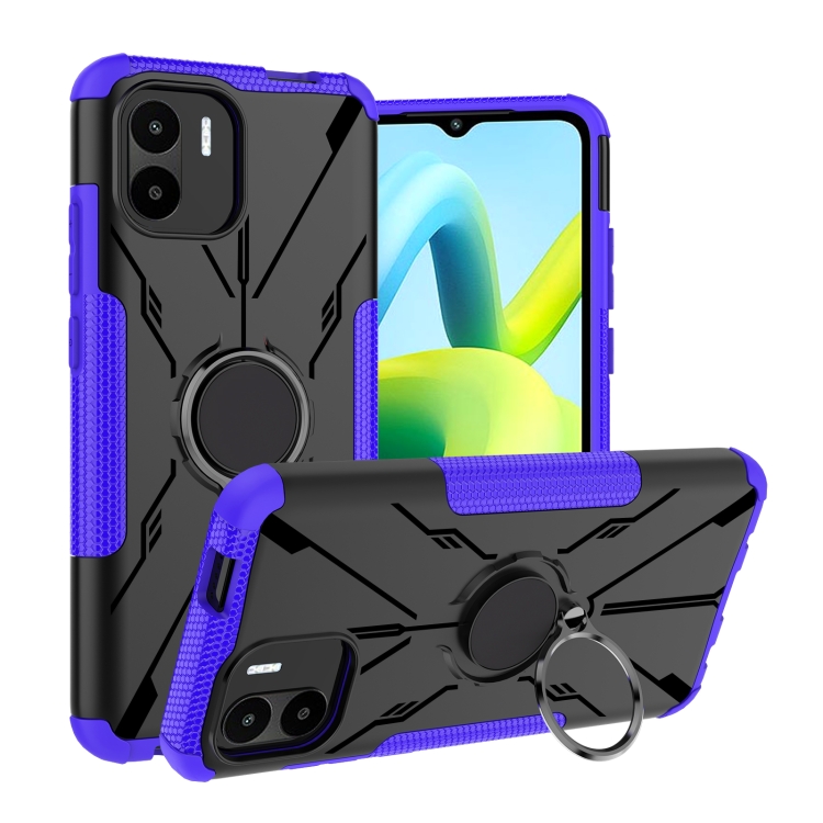 

For Xiaomi Redmi A1 4G Armor Bear Shockproof PC + TPU Phone Case with Ring(Purple)