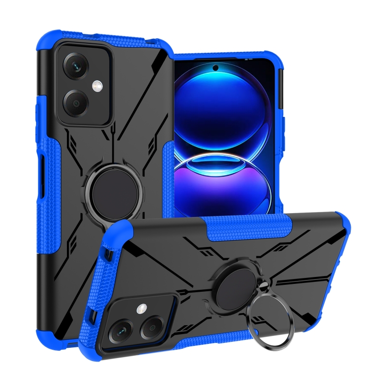 

For Xiaomi Redmi Note 12 5G Armor Bear Shockproof PC + TPU Phone Case with Ring(Blue)