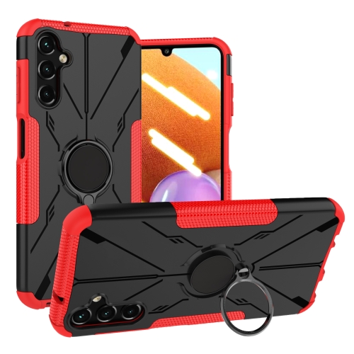 

For Samsung Galaxy A14 5G Armor Bear Shockproof PC + TPU Phone Case with Ring(Red)