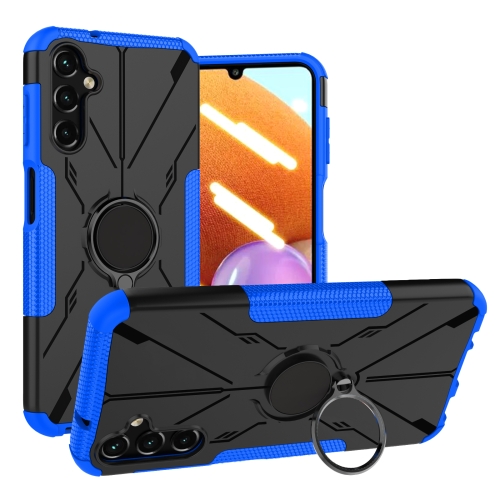 

For Samsung Galaxy A14 5G Armor Bear Shockproof PC + TPU Phone Case with Ring(Blue)