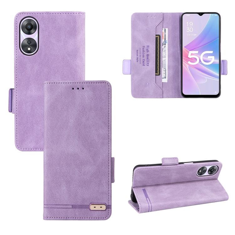 

For OPPO A58 5G Magnetic Clasp Leather Phone Case(Purple)