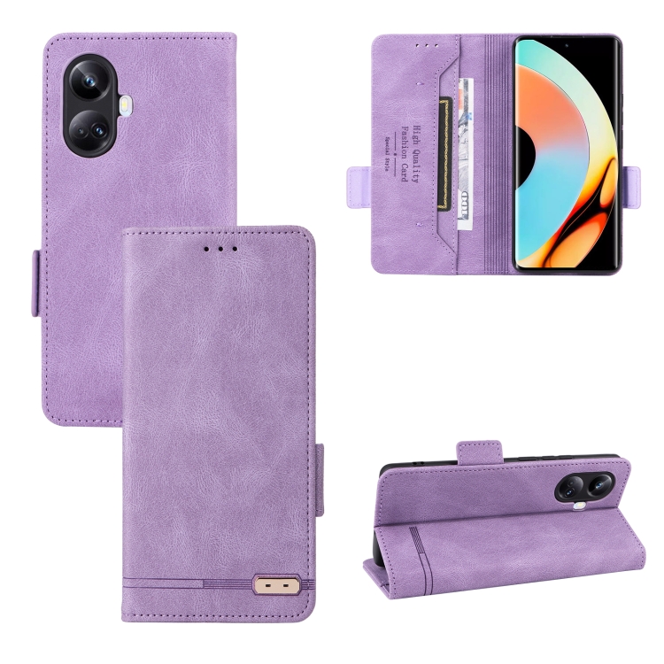 

For Realme 10 Pro+ Magnetic Clasp Leather Phone Case(Purple)