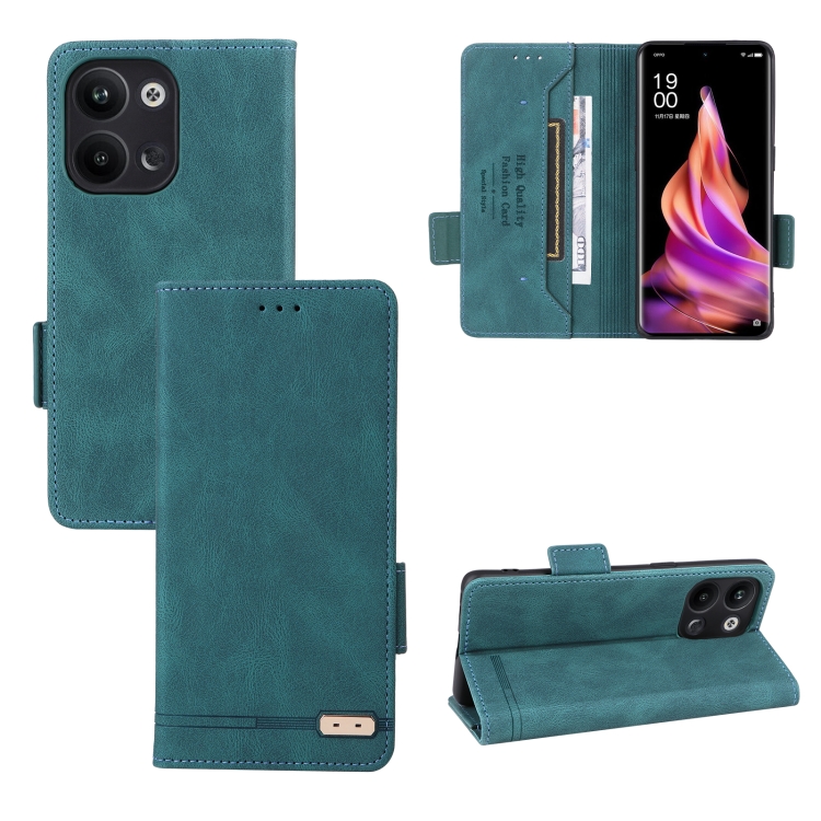

For OPPO Reno9 / Reno9 Pro 5G Magnetic Clasp Leather Phone Case(Green)