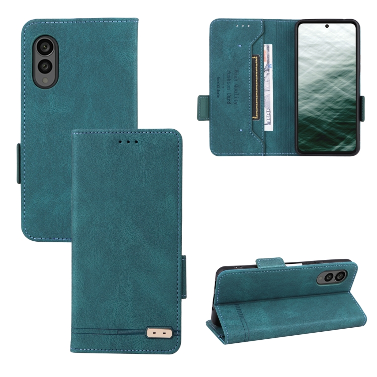 

For Fujitsu Arrows N F-51C Magnetic Clasp Leather Phone Case(Green)