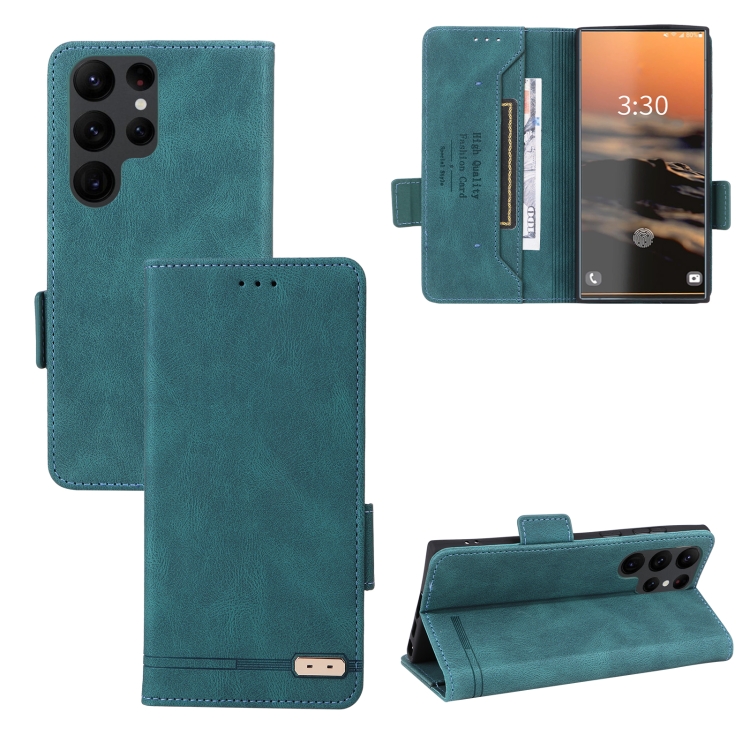

For Samsung Galaxy S23 Ultra 5G Magnetic Clasp Leather Phone Case(Green)